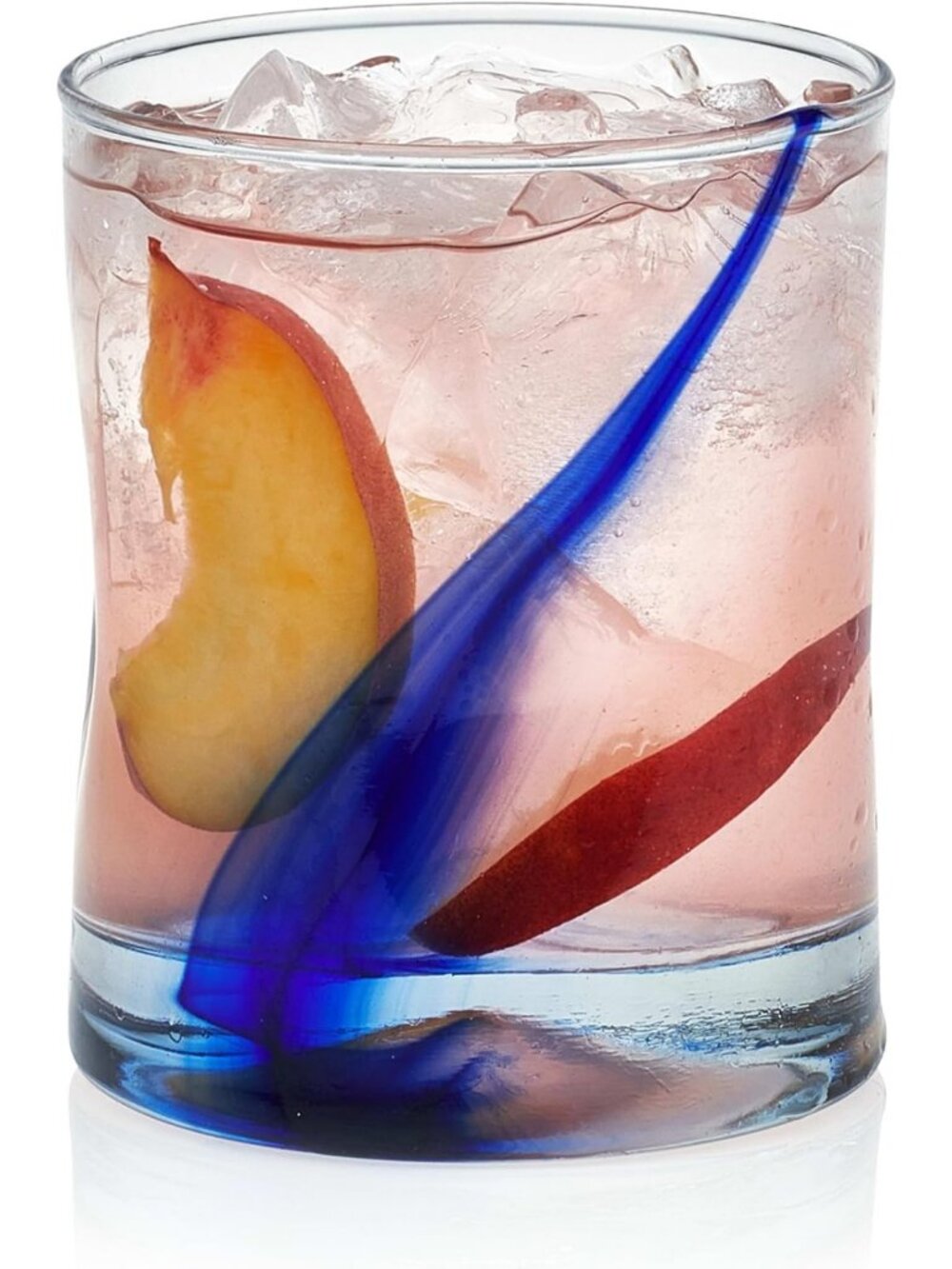 Artisan-Inspired Blue Ribbon Rock Glasses Set of 8, Dishwasher Safe Whiskey Cups